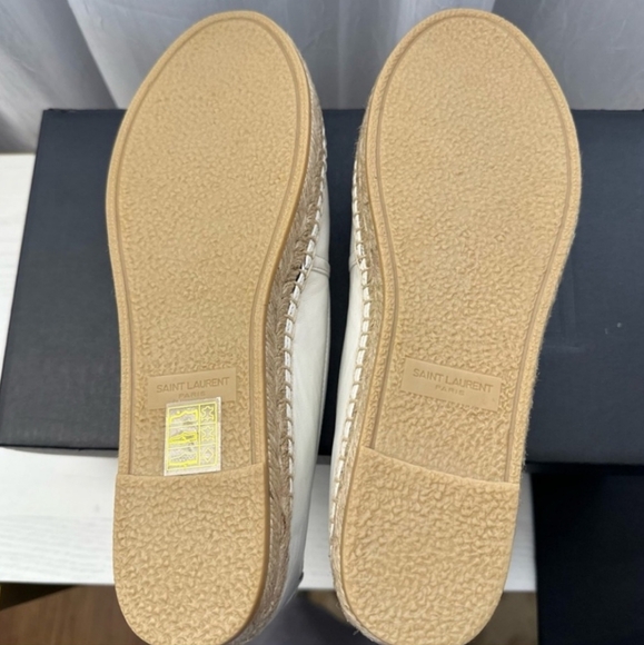 NIB YSL SAINT LAURENT White Monogram tonal leather espadrilles 36 - Picture 9 of 10